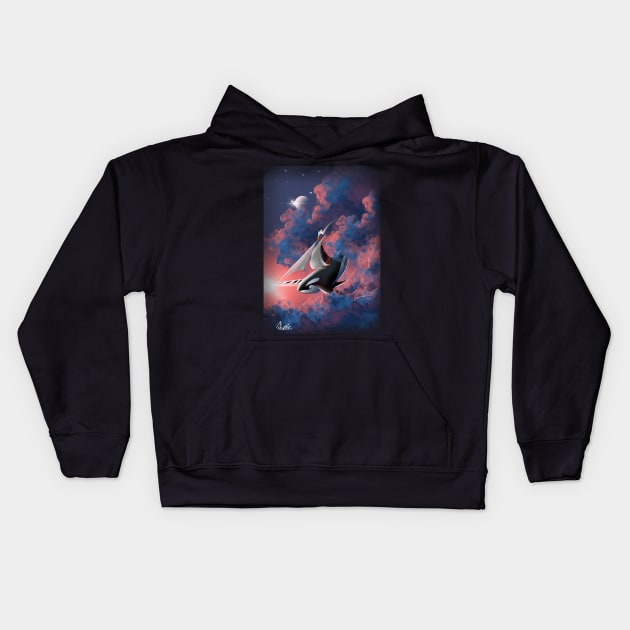 Orcas on the rise Kids Hoodie by Colorz 